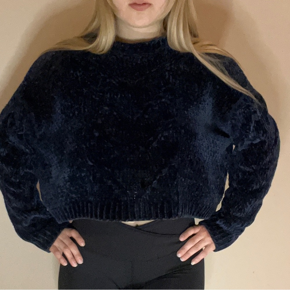 Royal Blue Velvet Sweatshirt